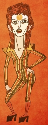 David Bowie : Toby Thane Neighbors | Illustration #pose #toby #caricature #illustration #thane #music #man #standing #david #bowie
