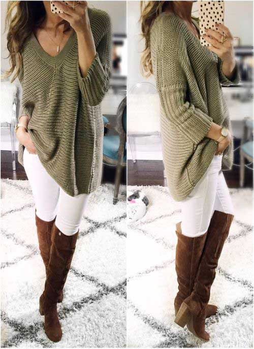 chunky-green-sweater-high-knee-boots