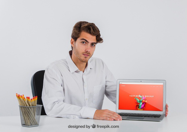 Businessman at desk with laptop Free Psd. See more inspiration related to Mockup, Business, Technology, Computer, Template, Fashion, Man, Laptop, Presentation, 3d, Elegant, Corporate, Businessman, Mock up, Desk, Business man, Modern, Branding, Pc, Psd, Minimal, Professional, Mockups, Sitting, Up, Set, Realistic, Showcase, Stylish, Mock, 3d mockup, Minimalistic, Psd mockup and Realism on Freepik.