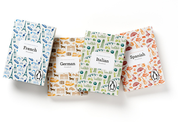 Penguin Phrasebooks in French, German, Italian and Spanish #cover #print #editorial