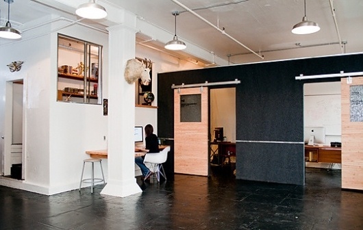 : Unplugged: Office Tour : Apartment Therapy #doors #architecture #black