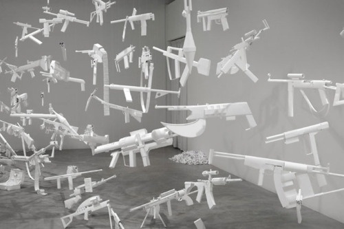 iheartmyart ♥ — Sarah Frost, Arsenal Installation, 2010-2011,... #weapons #installation #frost #sarah #paper #arsenal