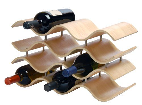 10-Bottle Wave Wine Rack in Natural