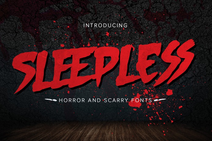 Sleepless - hand drawn Horror Brush font best for halloween poster, horror poster, childrenbook, cartoon, comic and project that need horror vibes.