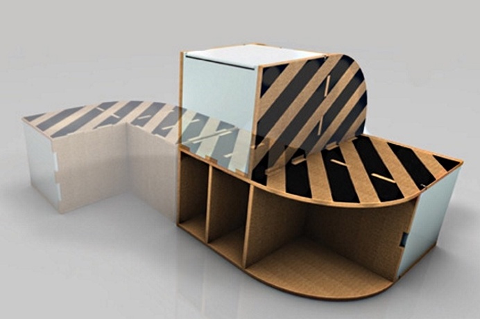 COMPACT is packaged as five flat board pieces, making it a compressed and portable furniture piece for easy transportation when you need to