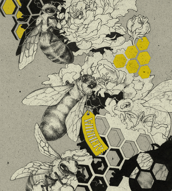 { teaganwhite } design #bees #illustration #yellow #grey