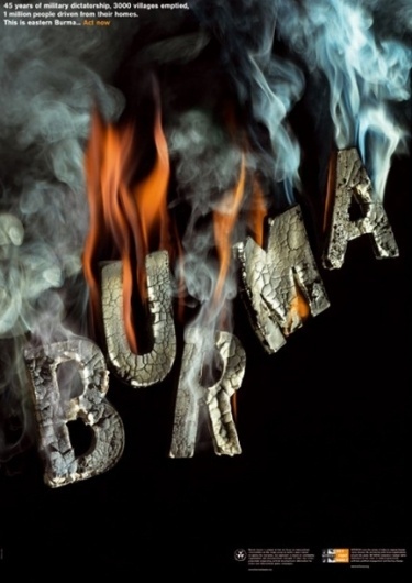 Cool Posters That Speak and Inspire « Graphic Fetish | Daily Creative Inspiration and Resources #smoke #burn #rights #poster #ash #burma #typography