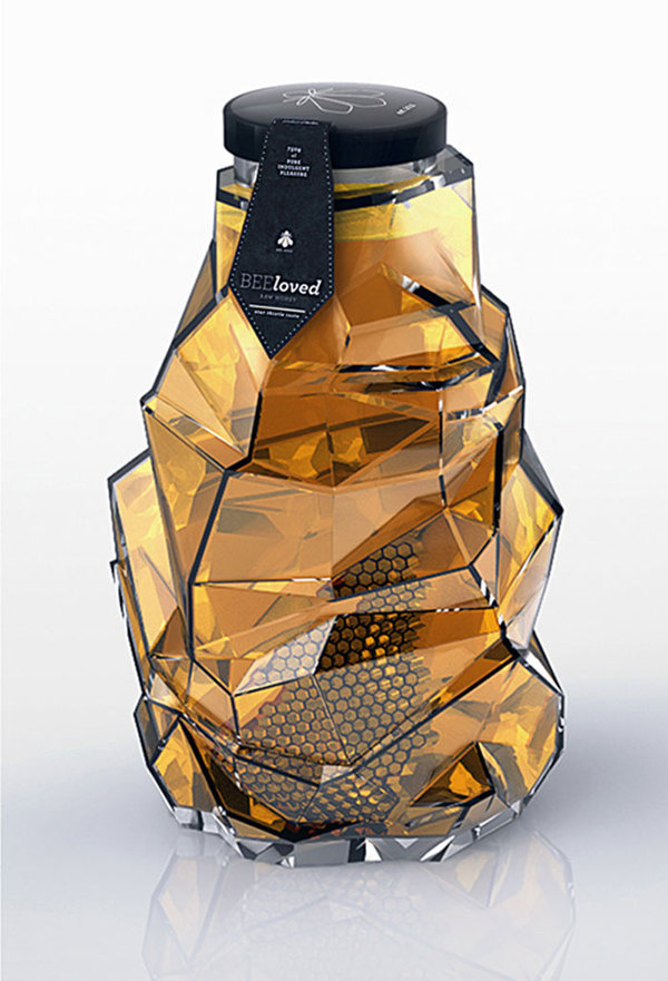 BEEloved Raw Honey Packaging designed by Tamara Mihajlovic #package #food #geometric