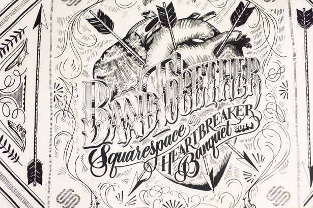 A bandana I designed for the Heartbreaker Banquet. Photo credit: Ann Street Studios #heart #arrows #lettering #drawing