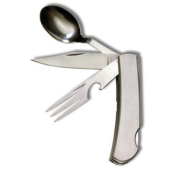 Travel light with this 3-in-1 Hobo Utensil Kit. The utensils slide apart into individual pieces for use at the same time! #product #design #travel #food