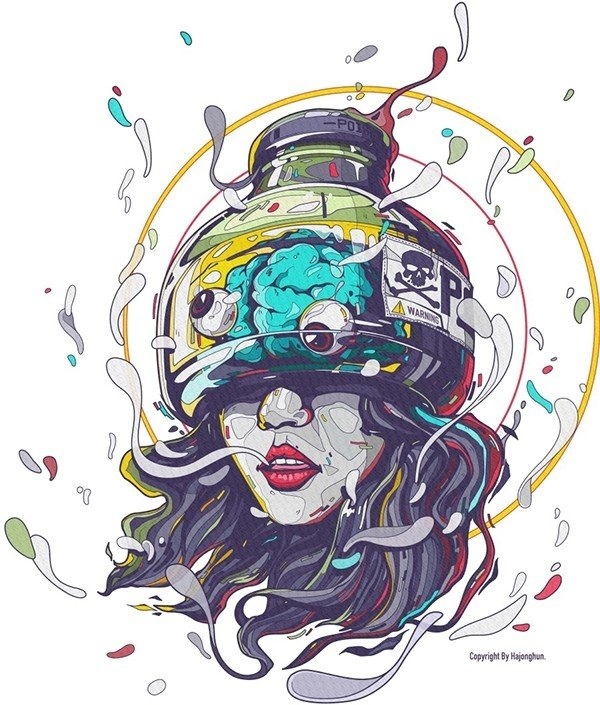 Poison Girl on Behance #bizarre #poison #eyes #design #horror #brain #illustration #paint #art #mad #science #beauty