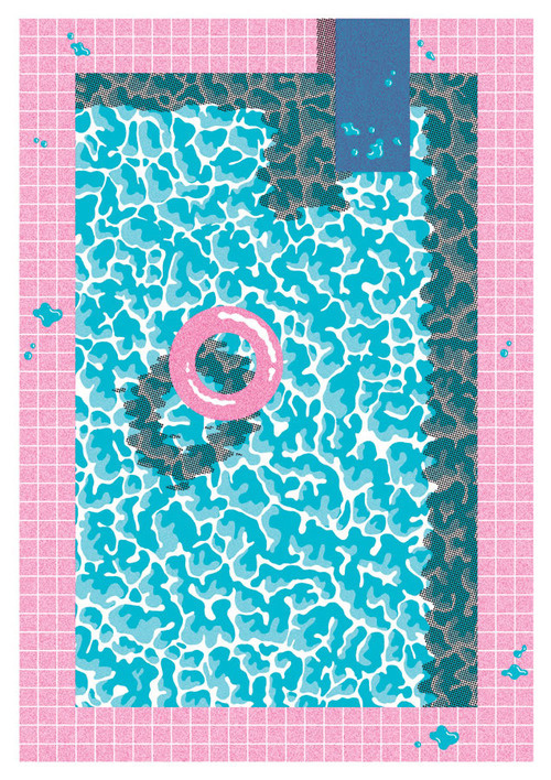Tumblr #illustration #blue #pool #pink #80s