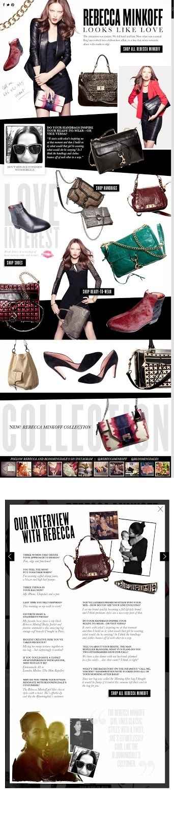 Rebecca Minkoff Fall 2012 for bloomingdales.com Fun with parallax scrolling! #lookbook #design #rebecca #fall #minkoff #scrolling #photography #parallax #fashion #web