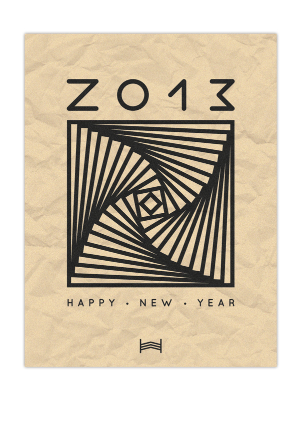 Happy New Year // 2013 - By Hadrien Degay Delpeuch #year #card #print #typography #2013 #shape #paper #new
