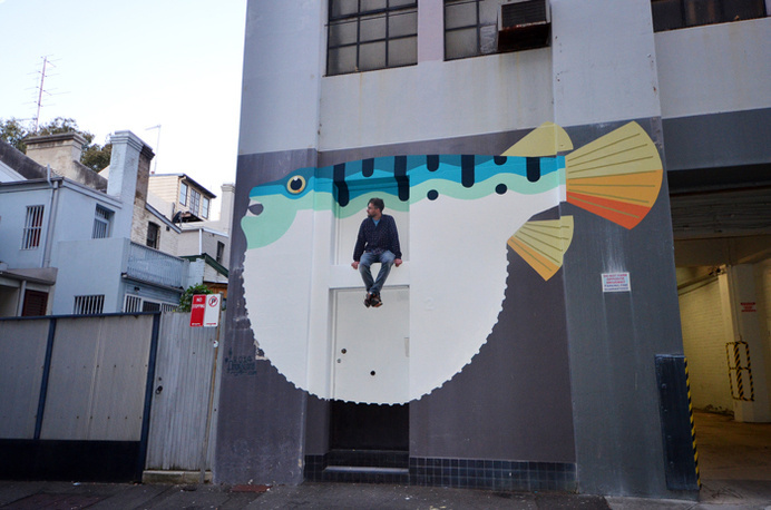 Amok Island #graffiti #pufferfish #mural #blowfish