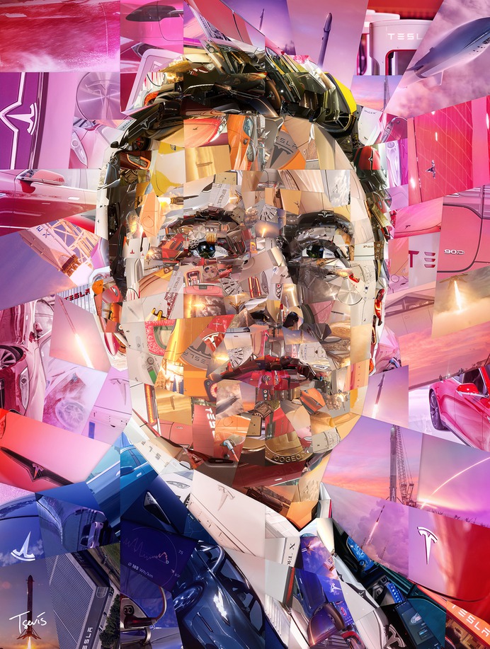 Elon Musk mosaic portrait for TIME magazine. 