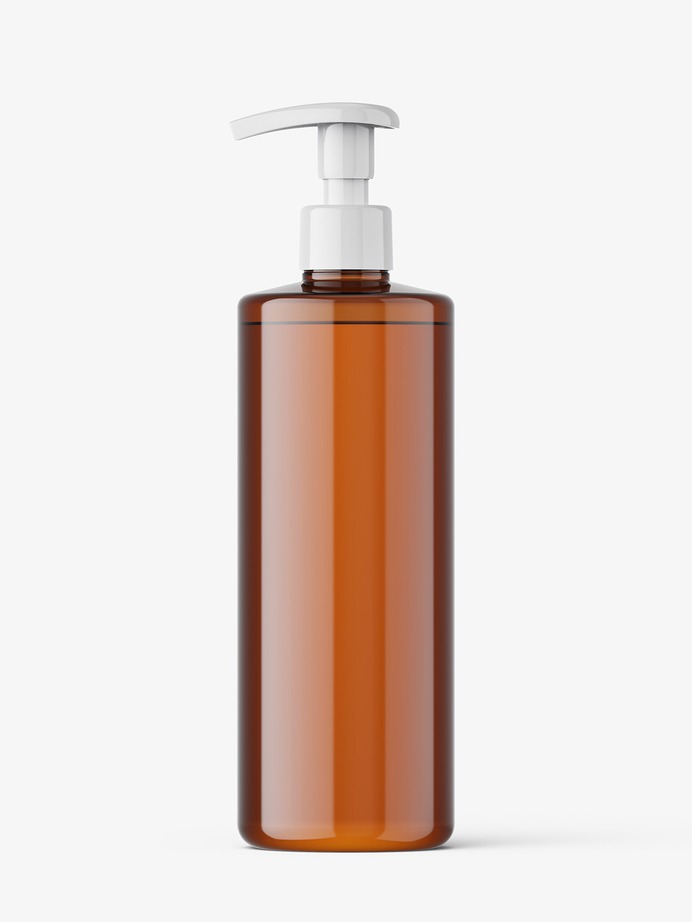 Bottle with pump mockup / amber - Smarty Mockups