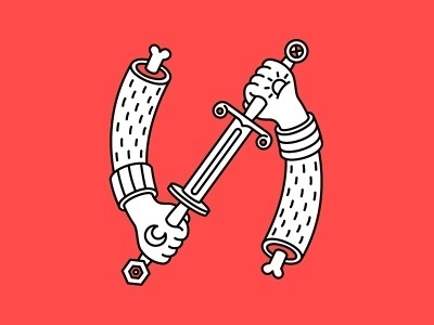Letter "И" #war #sword #letter #cyrillic #bones #hand