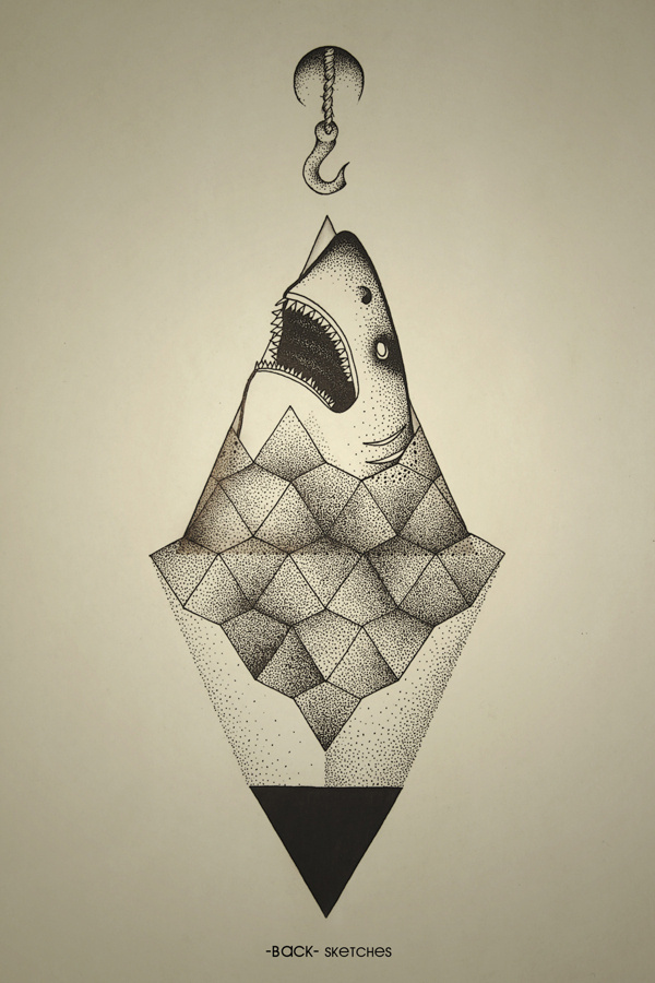 Shark outside of geometry. #hook #geometry #stone #ba #shark #ck #dots #triangle #sea