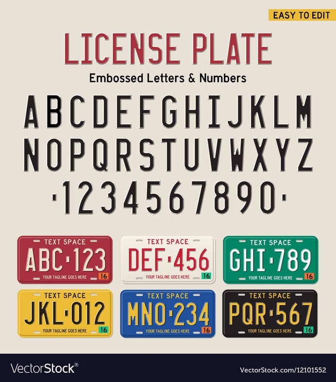 3d license plate font and license plate set Vector Image