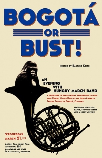 Marysia Makowska #band #march #gorilla #brass #poster #bogota #hungry #concert #brooklyn #typography