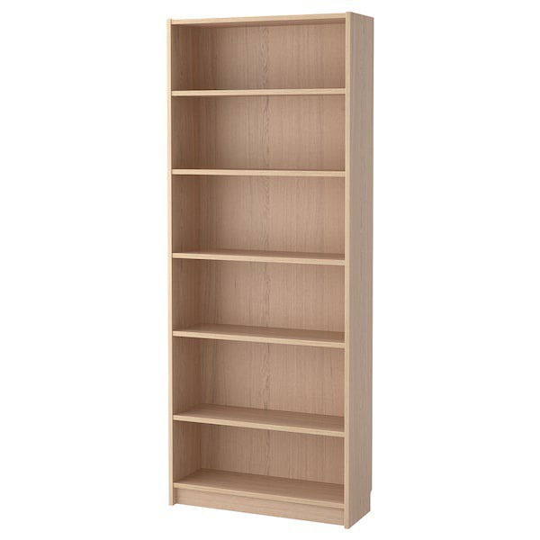 BILLY Libreria, impiallacciato rovere mord bianco, 80x28x202 cm