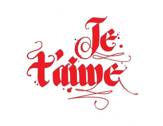 Type in Color - http://www.etsy.com/shop/typeincolor #taime #calligraphy #lettering #red #modern #color #je #french #hand #typography