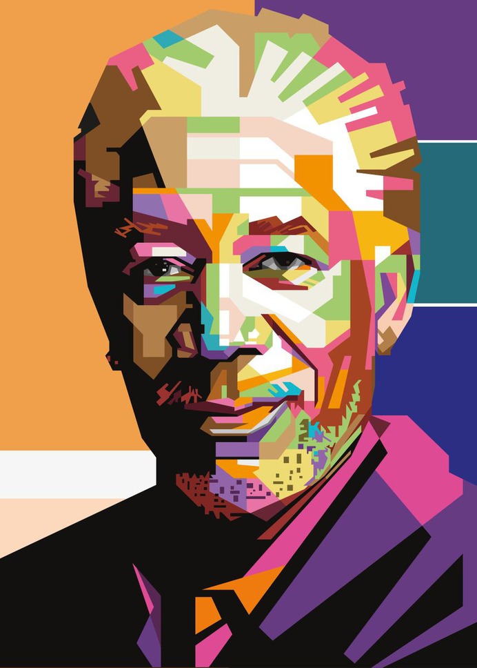 "Morgan Freeman Portrait" Poster Print on metal by Sam Kal