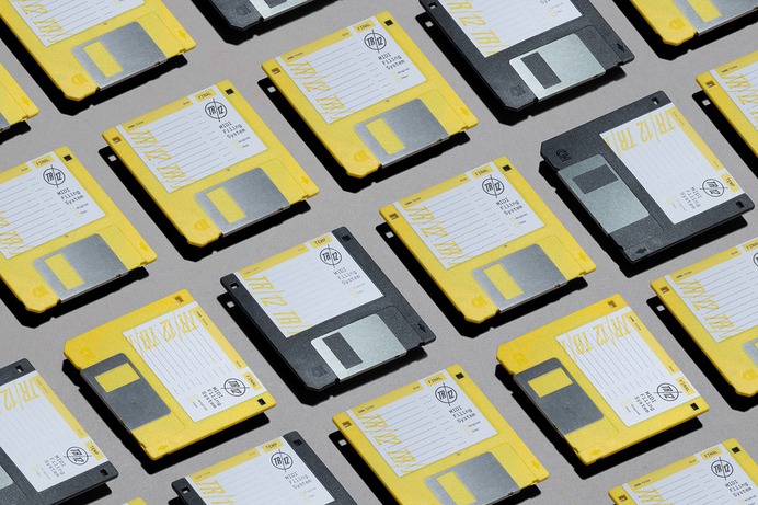Floppy Disk photography for TR12 Cassette and Zine designed by Javier Garcia on Behance. Editorial design for an electronic music band.
