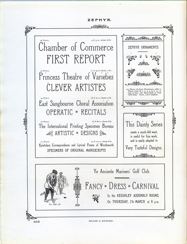 Miller and Richard Zephyr type specimen. #typography