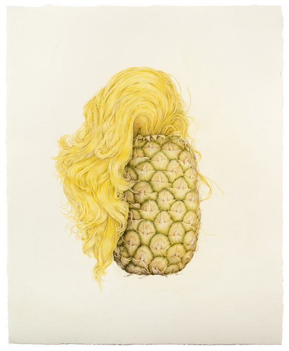 "Selfie (Pineapple Hair)" colored pencil on paper, 19.5" x 16", 2013