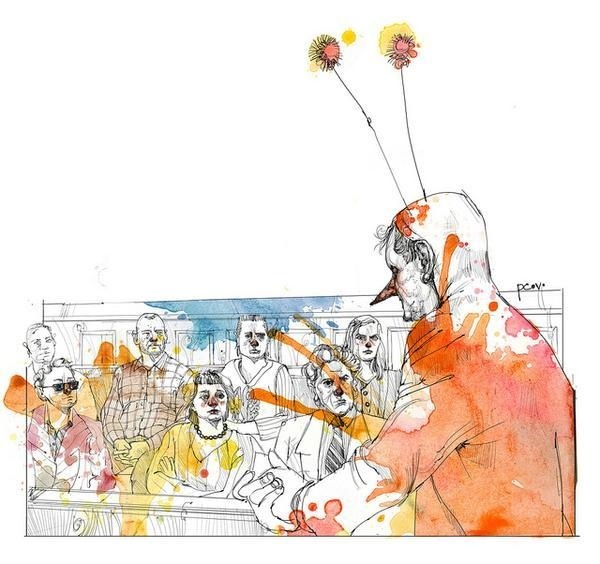 Pedro Covo - colagene.com #ink #justice #orange #paint #splatter #oil