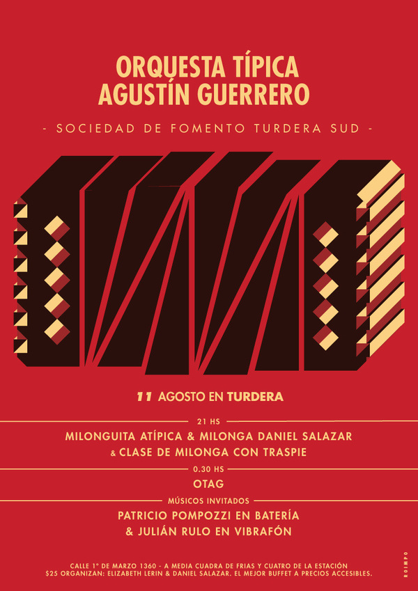OTAG @ Turdera #agustin #orchestra #argentina #bandoneon #guerrero #illustration #aires #afiche #poster #buenos #music #tango #instrument #rompo
