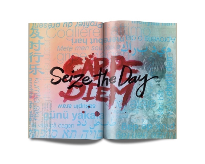 Carpe Diem / Seize the Day lettering - newsletter spread