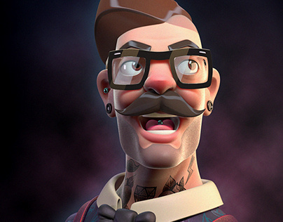 Hipster Portrait #illustrations #mustache #tattoo #art #cartoon