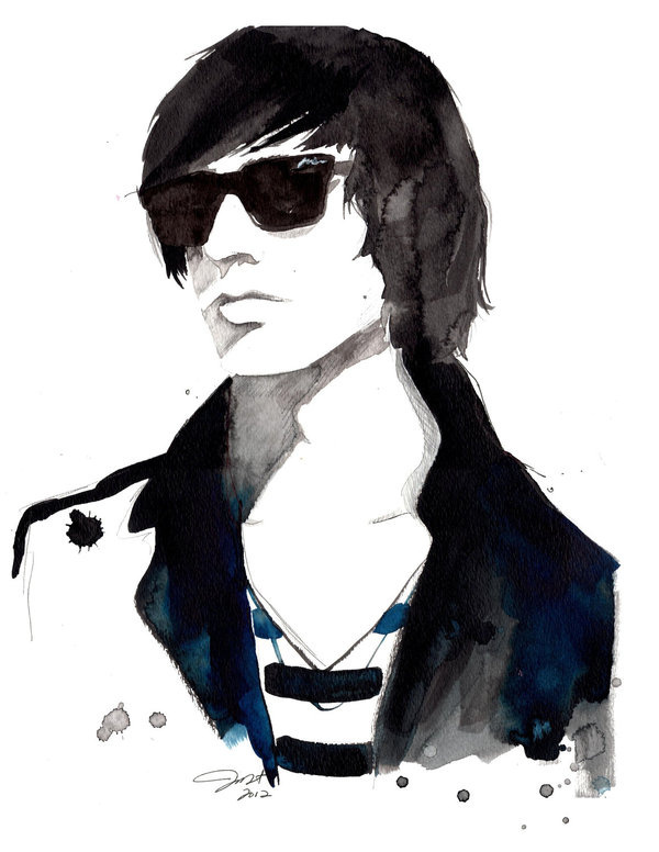 Print from original watercolor and pen illustration by Jessica Durrant titled Julian #illustration #man #watercolor #ilustracin #acuarela