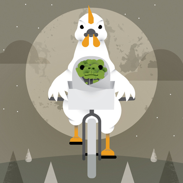 Chicken Broccoli magazine on Behance, Magda Azab #et #movie #bicycle #night #illustration #chicken #art #broccoli #editorial #magazine #moon