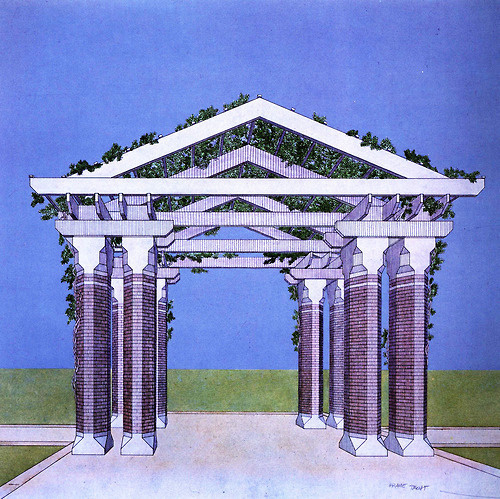 Kevin Roche and John Dinkeloo Associates, Renovation of Central Park Zoo, Perspective of Pergola, New York, New York, 1980 #zoo #park #pavilion #architecture #central #york #new
