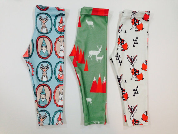 Image of MOUNTAIN DEER ORGANIC COTTON LEGGINGS #deer #pattern #leggins #fashion #rabbit #kids