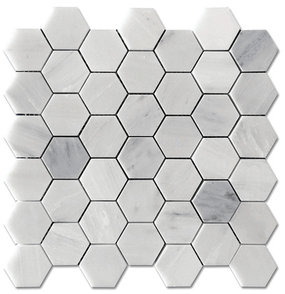 Carrara Pietra Hexagon Honed 2" Mosaic Floor marble