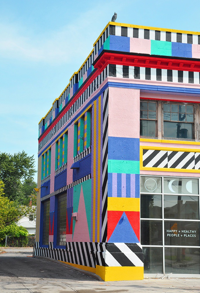Former bank in Ohio gets a technicolour dreamcoat by Camille Walala #facade #colors