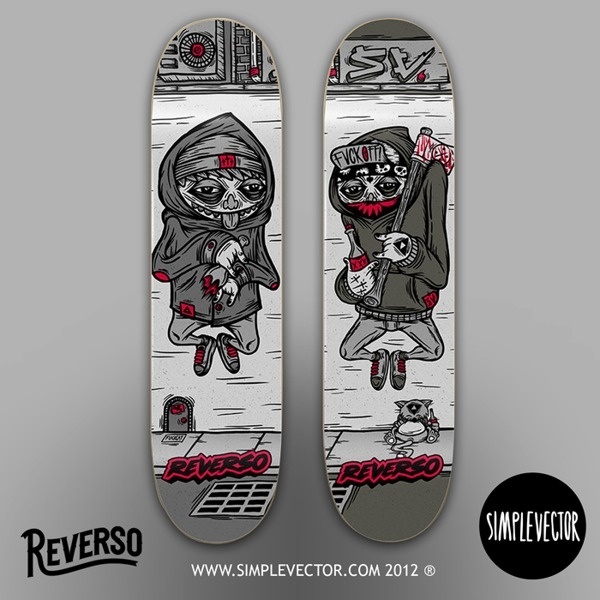 Maikel Vargas - New Deck x @simplevector para @reversoskate #illustration #skulls #kate