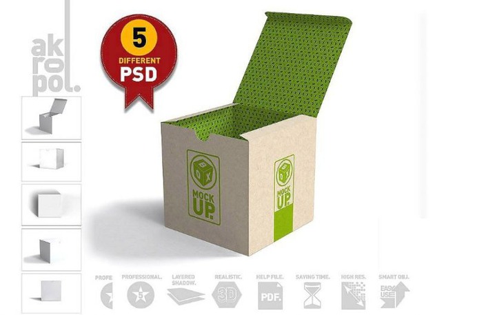 Square Packaging Box Mockup
