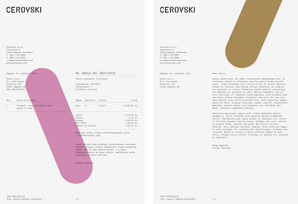 Letterhead with gold metallic ink detail for print production studio Cerovski designed by Bunch #stationery