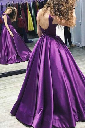 Vintage Satin Ärmelloses Bateau Ausschnitt Schlichtes Ballkleid - Bild 2