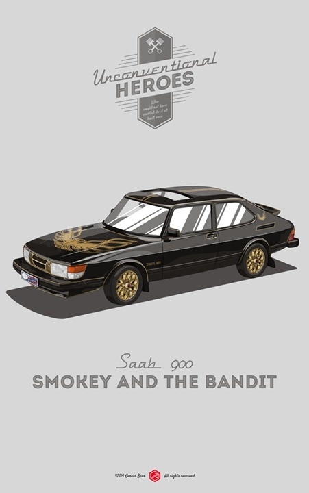 This is Bandit Darville talkin'. #unconventionalheroes #bandit #movie #and #900 #the #smokey #gerald #vintage #saab #poster #bear #car