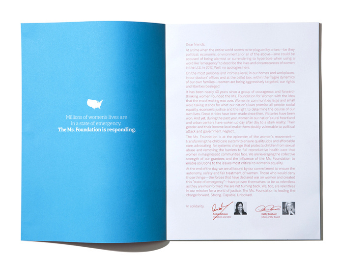 Ms. Foundation for Women - 2012 Annual Report | MagSpreads | Magazine Layout Inspiration and Editorial Design #print #design #layout