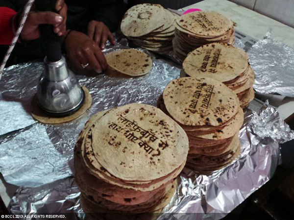 Edible Branding Roti Reminds to wash hands #india #roti #food #branding