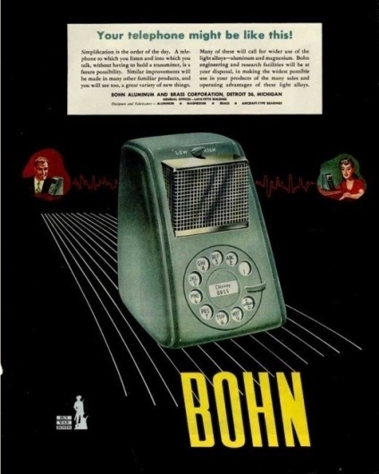 Vision of the future - Wall to Watch #futuristic #illustration #bohn #vintage #poster #telephone #50s