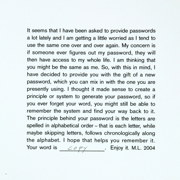 Micah Lexier #paragraph #text #password